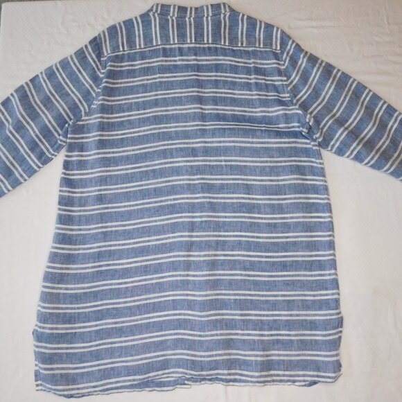 Garnet Hill Linen Long Sleeve Tunic | Blue & White Stripe | Sailor | EUC | Large - Picture 4 of 11